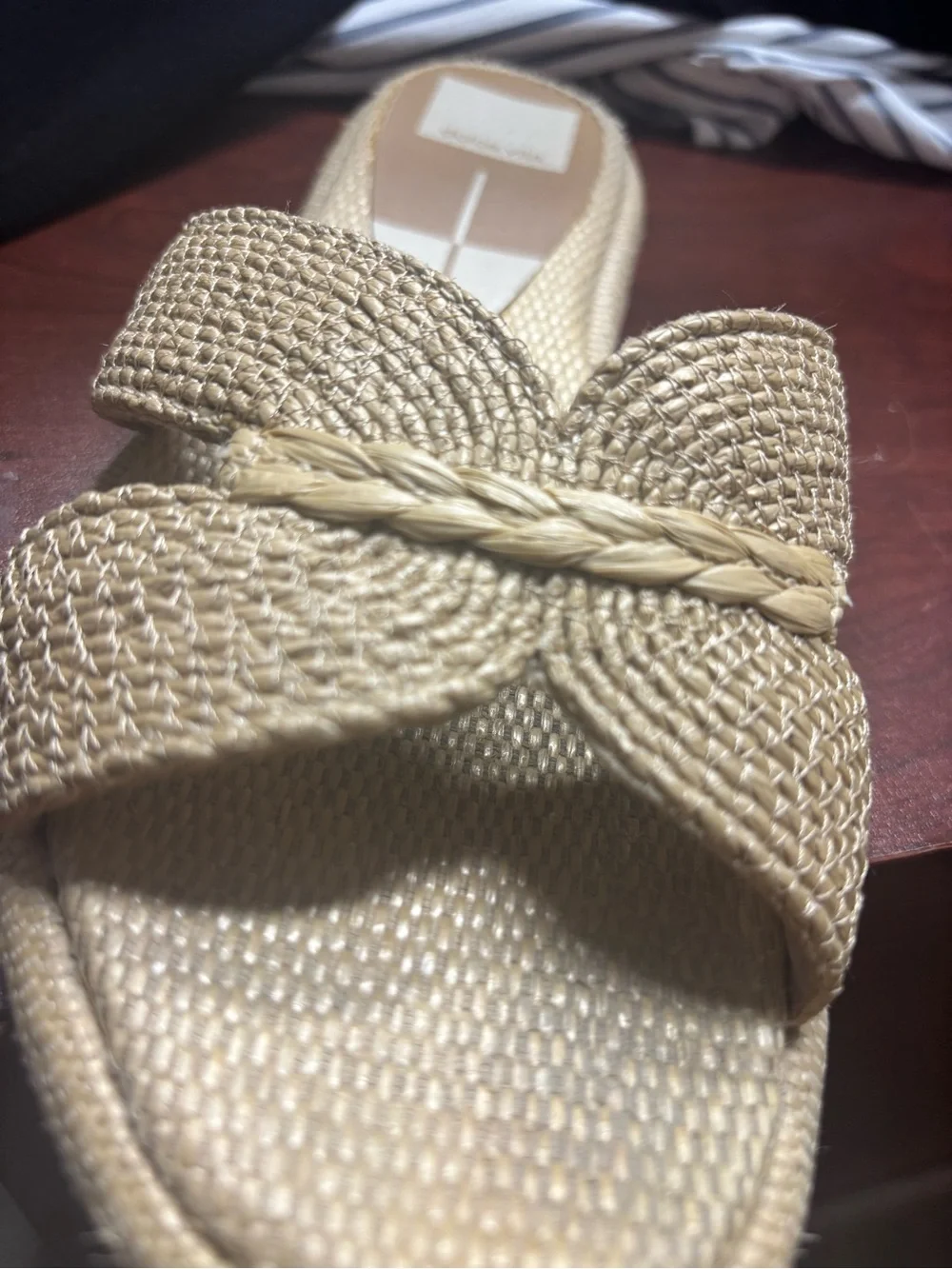 Dolce Vita Natural Braided Raffia Slide Sandals